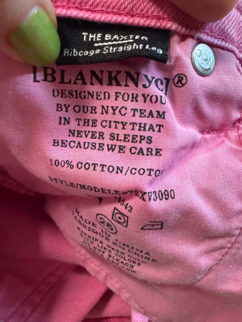 Blank NYC Baxter Ribcage Straight Leg Size 25 Pink - Picture 7 of 7